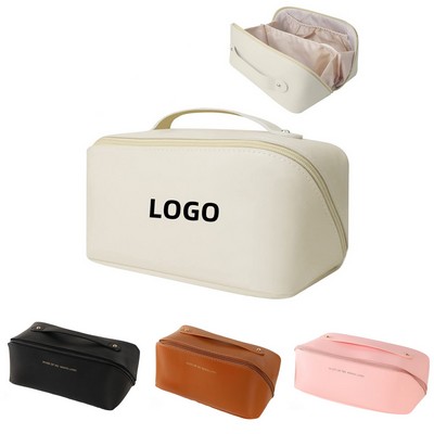 Large Capacity Leather Makeup Bag