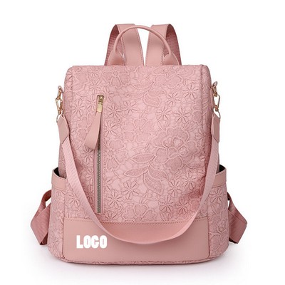 Women Zip Front Pu Backpack