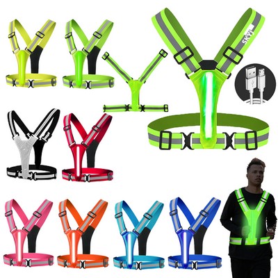 LED Adjustable Reflective Tape Safety Vest