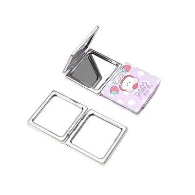 Square PU Leather Folding Compact Mirror