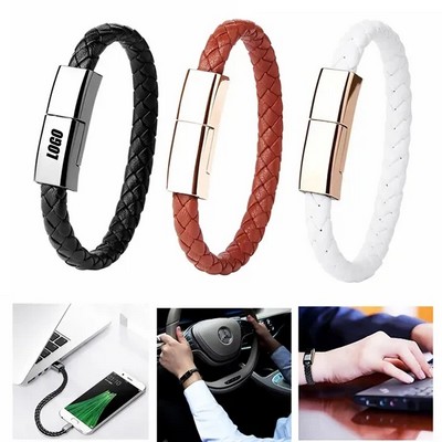 Leather Bracelet USB Charging Cable