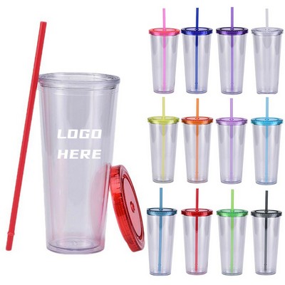 24oz Insulated Double Wall Plastic Tumbler