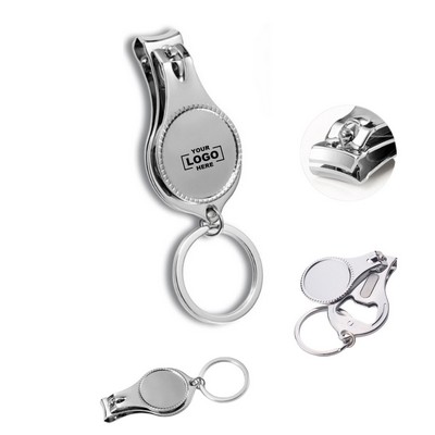 Round Nail Clipper with Bottle Opener Keychain