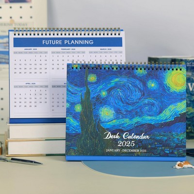 2025 Desk Calendar With Thick Paper, Standing Flip Desktop With Strong Twin-Wire from January to Dec