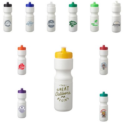 Plastic Water Bottles with Color Push Cap 28 oz.