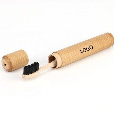 Bamboo Case Tooth Brush Tube Toothbrush Holder Container Box with Lid Kitchen Accessories