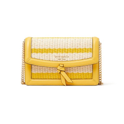 kate spade new york Knott Striped Straw Flap Crossbody - Morning Light