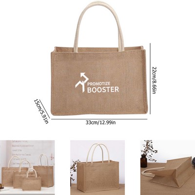 Burlap Tote Bags Blank Jute Beach Handbag