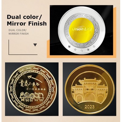 1.8" Personalized Custom Challenge Coin Round Commemorative Coins-Dual color/Mirror Finish Process