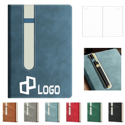 B5 Pu Leather Cover Notebook W/ Pen Holder