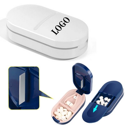 2-in-1 ABS Portable Cutting & Storage Tablet Dispenser Pills Splitter