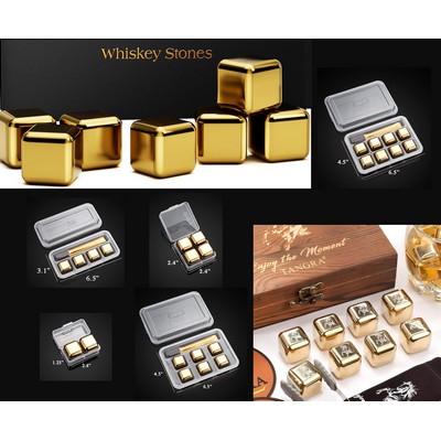 Custom Logo Engraved Reusable Gold Stainless Steel Ice Cube