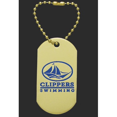 2 1/4" x 1 1/8" Military Style Aluminum Dog Tag shaped Key Tag w/ 4" Chain - Die Struck/Color Filled