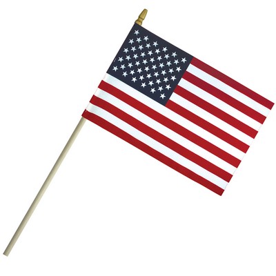 4" x 6" Economy Cotton US Stick Flag with Spear Top on a 10" Dowel