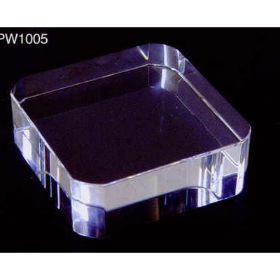 Optic Crystal Rounded Corner Square Paperweight