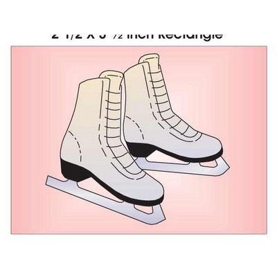 Ice Skates Rectangle Badge w/ Bar Pin (2 1/2"x3 1/2")