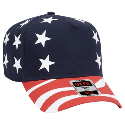 OTTO United States Flag Pattern Cotton Twill 5 Panel Pro Style Baseball Cap