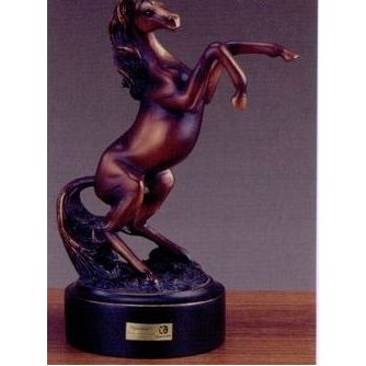 Brown Rearing Horse Trophy on Round Base (3.5"x7")