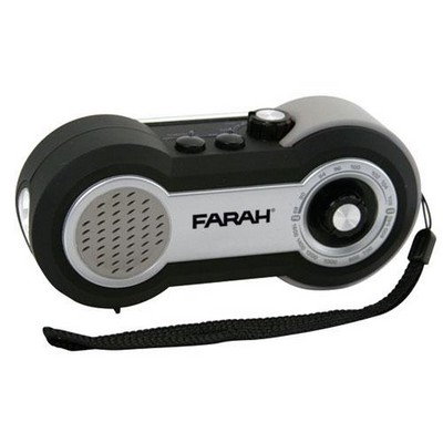 Dynamo Powered Splash Proof AM/FM Radio w/ LED Flashlight & Siren