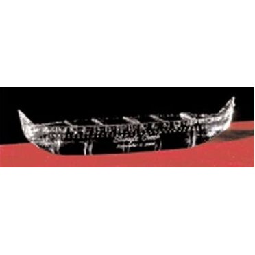 Crystal Canoe Boat Sculpture w/Custom Etching (8")