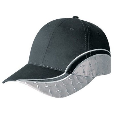 Polycotton Metal Diamond Accent Cap w/2-Tone Peak & Side