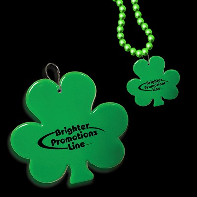 2 1/2" Pad Printed Green Shamrock Plastic Medallion Badge