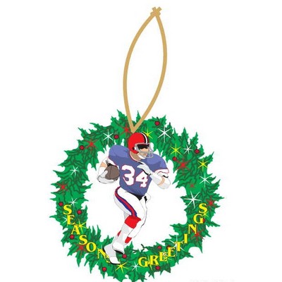 Football Player & Wreath Ornament w/ Clear Mirrored Back (10 Square Inch)