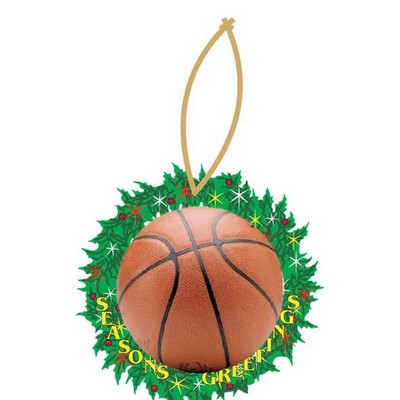 Basketball Promotional Wreath Ornament w/ Black Back (2 Square Inch)