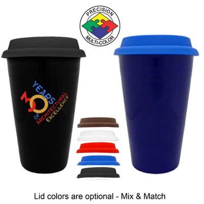 10 Oz. Cobalt Blue Double Wall Ceramic Tumbler - Dishwasher Resistant - Precision Spot Color