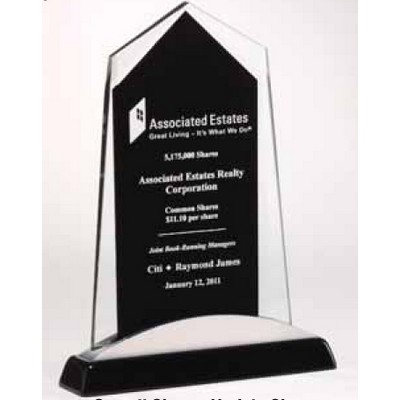 Apex Series Glass Award w/ Black Piano Finish/Silver Accent (6 5/8"x9 7/8")