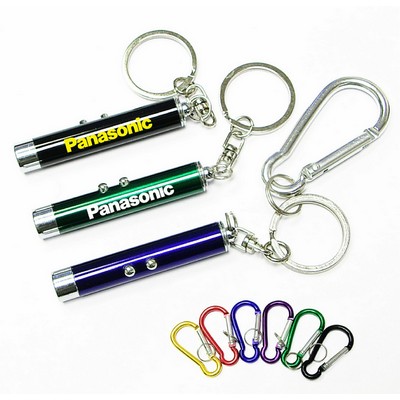 Dual Laser Pointer/ Super Bright LED Light with Keychain and Carabiner