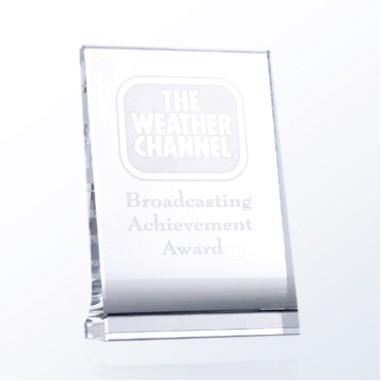 Vertical Optic Crystal Plaque Award (Curved Back)