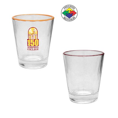 1.5 Oz. Glass Shot with Maroon Halo - Dishwasher Resistant - Precision Spot Color