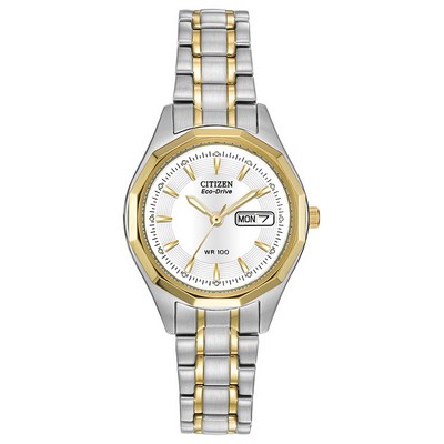 Citizen® Ladies' Eco-Drive Silhouette 2 Tone Sport Watch w/Gold Tone Bezel