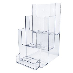 Three Tier Brochure Holder w/Business Card Pocket (4 1/4"x9"x5")