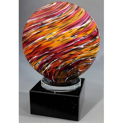 Mars Art Glass Sculpture w/ Marble Base (4"x5.75")