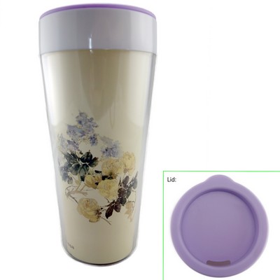 16 Oz. Double Wall Plastic Tumbler w/ Drink Through Lid