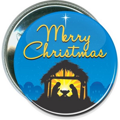 Christmas - Merry Christmas, Manger Scene - 2 1/4 Inch Round Button