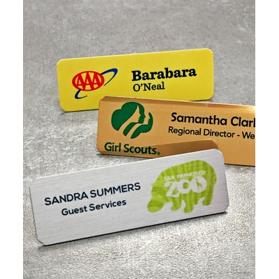 Full Color Aluminum Name Tag w/ Personalization (3"x1")