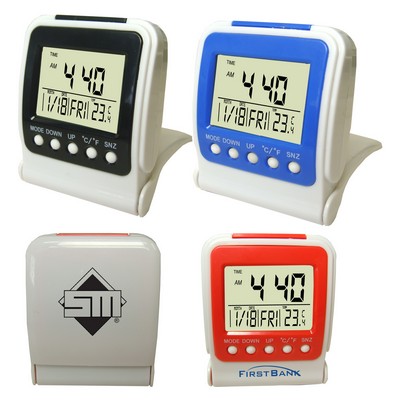 Folding Travel Alarm Clock with LED Backlight