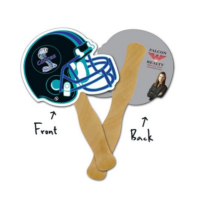 Mini Hand Fan - 5.25x5 Football Helmet Shaped Laminated - 14 pt.