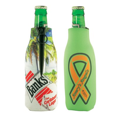 Zippered Full Color Bottle Coolie Beverage Insulator Custom Printed