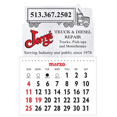 Designer Shaped Kwik-Stik Textured Vinyl Spanish Calendar w/ Semi Truck Top