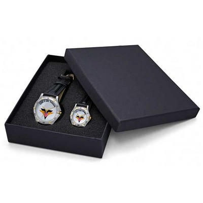 2-Tone Sporty Design Watch Set, Black Straps, Japanese Quartz Movement