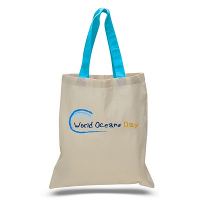 Tote with Turquoise Colored Handles (Printed)