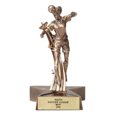 7" Resin Soccer Trophy w/Female Figure & Shooting Star