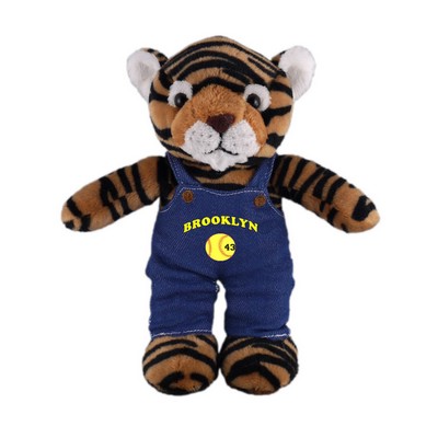 Soft Plush Stuffed Tiger in denim overall.