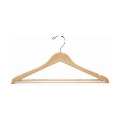 Flat Natural Wooden Suit Hanger w/Bar