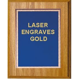 Oak Plaque 6" x 8" - Florentine Plate Blue/Gold 4" x 6" Plate