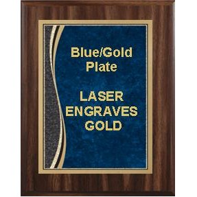 Walnut Plaque 8" x 10" - Blue/Gold Patina Marble 6" x 8" Plate